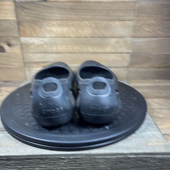 Crocs Kadee Flats Womens Size 8 Black Slip On Sandals Cutout Rubber Shoes - Picture 4 of 10